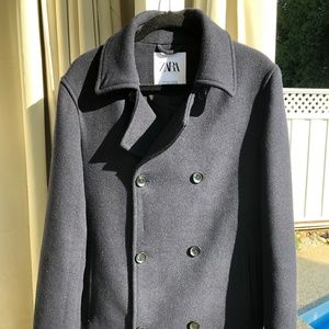 Zara Wool Pea Coat in Navy Men’s Size M